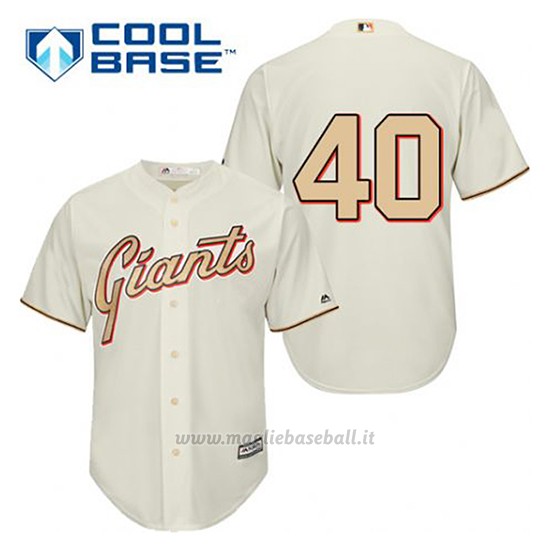 Maglia Baseball Uomo San Francisco Giants Madison Bumgarner 40 Crema Commemoratif Cool Base